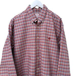 BROOKS BROTHERS Supima Cotton Button Down Shirt Mens Large Red Check Long Sleeve
